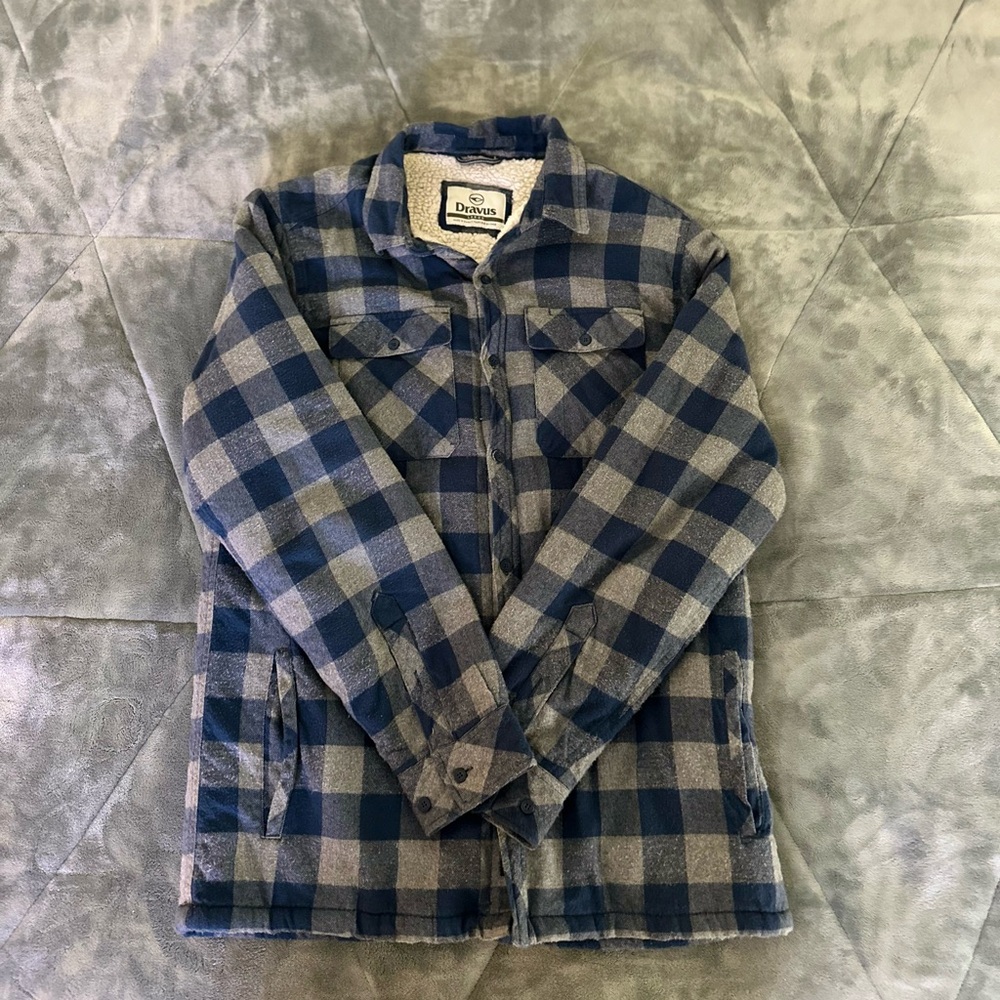 Dravus Navy and Gray Checkered Shirt Size: Large